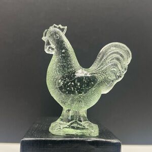 Adorable Vintage Pressed Glass Miniature Rooster Figurine- Excellent Condition